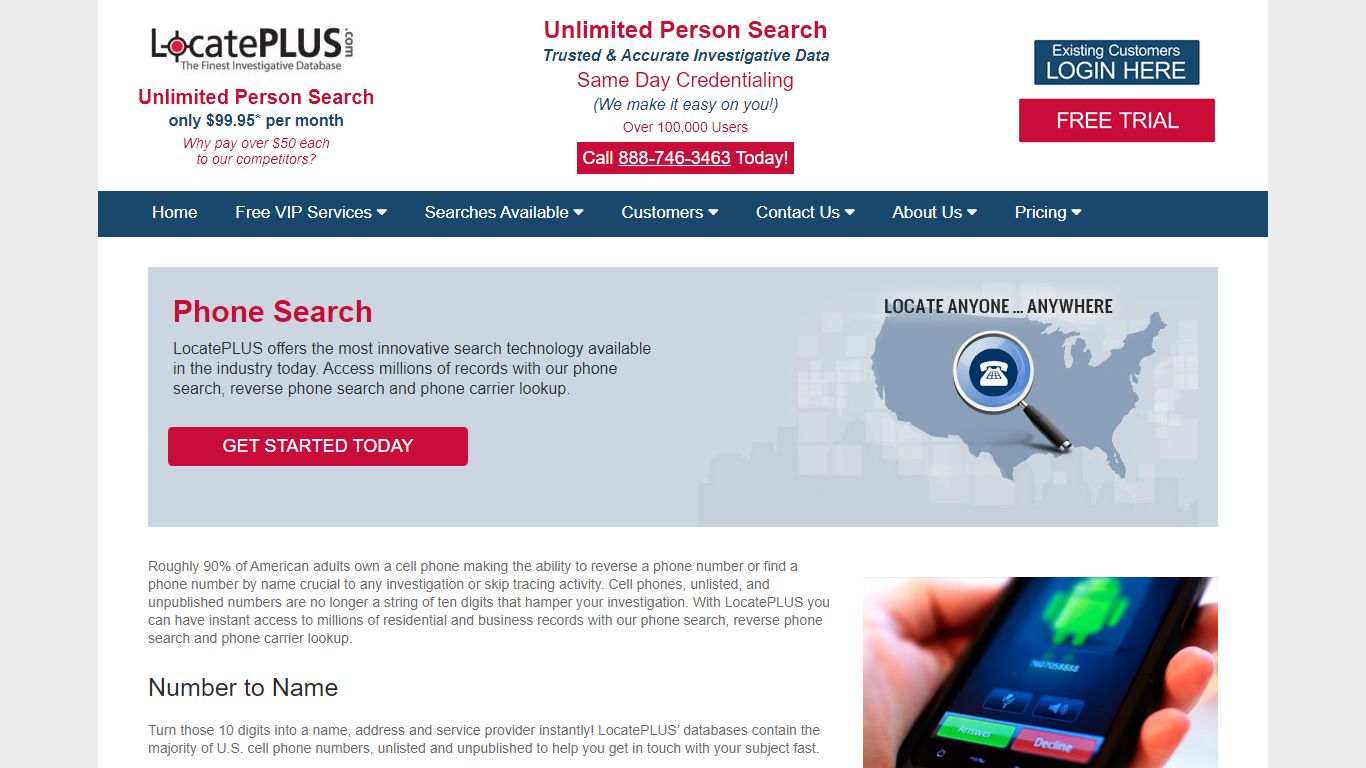 Phone Search | Land-Line & Cell Phone Database | LocatePLUS.com